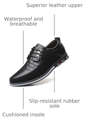 Image of Mens Dress Shoes Casual Business Oxford Derby Orthopedic Leather Shoes Simple Lace-up Walk Loafers Flats Shoes for Men