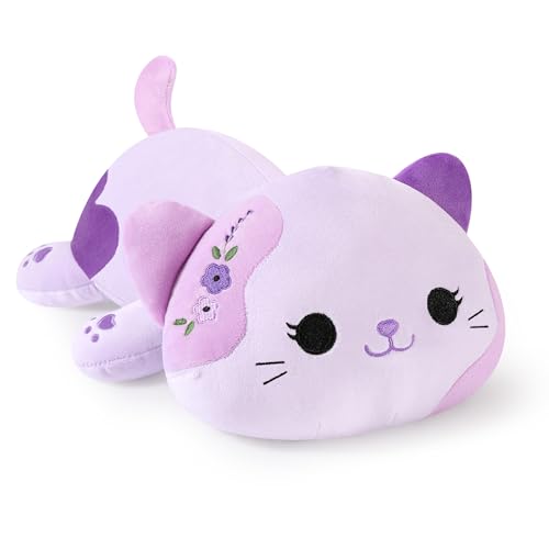 Shownicer Peluche Gato Kuscheltier Peluche Kawaii Gato Almohada de Peluche Juguetes Plüsch Kätzchen Regalo de Peluche para Adultos Niños 3+ años (Violeta, 30cm)