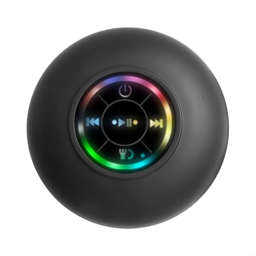 ZMdooreasy Altavoz con luz LED IPX4, impermeable, alcance de 10 m, portátil, inalámbrico, para baño, hogar, exteriores (color negro)