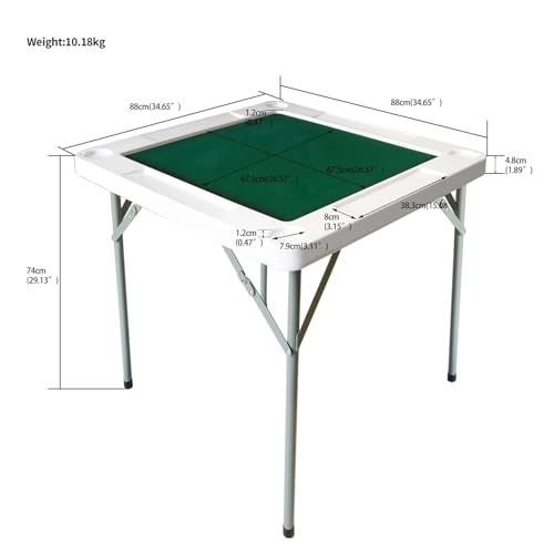 Table de mahjong pliante carrée avec tapis vert et porte-gobelet - 7