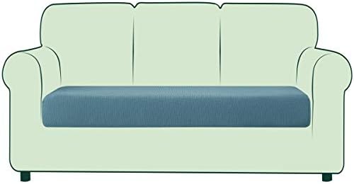 CHUN YI Stretch Sofa Seat Cushion Cover, Fitted Sofa Couch Cushion Covers Furniture Protector, Checks Jacquard Spandex Fabric (Chair, Blue)