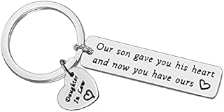 Ximalun Daughter in Law Keyring Gifts Our Son Gave You His Heart and Now You Have Ours Keyring Christmas Birthday Wedding Gifts Mothers Day Gifts Daughter in Law Gifts from Mother in Law