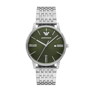 Emporio Armani Men’s Analog Quartz Watch with Stainless Steel Strap AR11644, Silver, bracelet