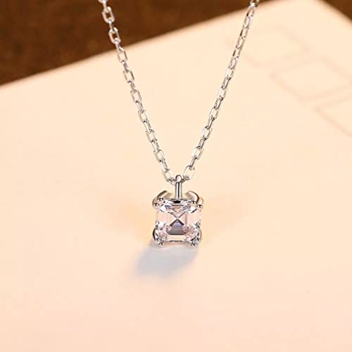 Collier femme argent 925 avec pendentif carré en cristal, le cadeau idéal pour une mariée