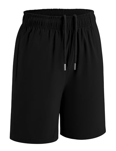 JOCMIC Boys School Football Shorts for Kids Sports Gym PE Short Quick Drying Training Clothing Black 11-12 Years Tag 150