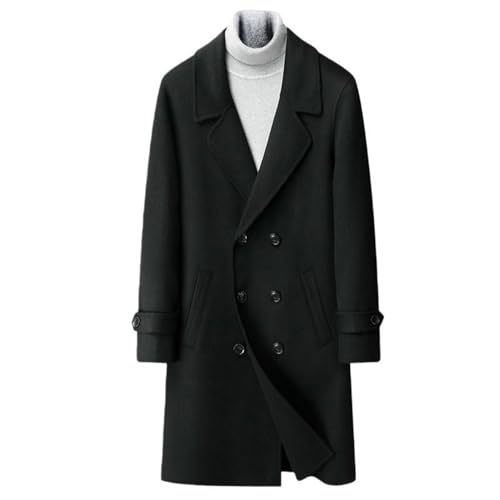Abrigo de lana hombre largo clásico chaquetón cruzado abrigo tres cuartos invierno