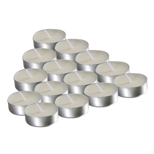 UKCOCO 10 Piezas Velas De Té Aromáticas Pequeñas y Blancas Para Fiestas y Decoración Fabricadas Con Cera De Té Sin Humo y De Larga Duración Incluye Unidades Por Caja