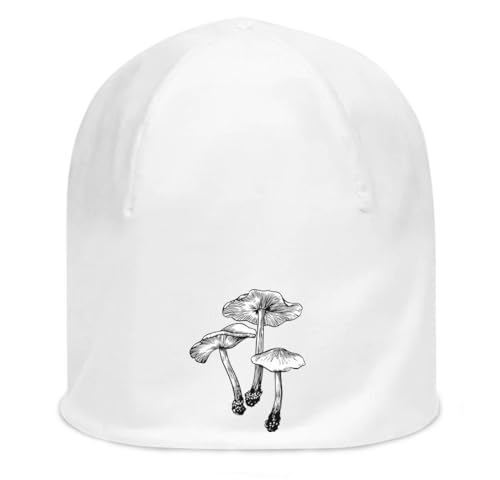 Bonnet souple coton fin blanc extensible taille unique pour homme femme Magic Mushrooms
