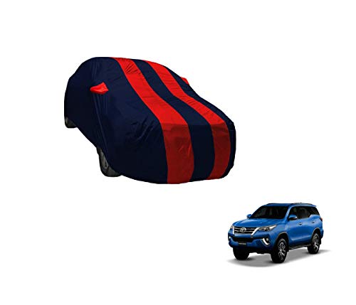 Image of Auto Hub Car Cover Compatible with Fortuner (Model : 2016-Till Date) with Weather Proof, Mirror Pocket, Triple Stitched, Fortuner Car Cover- Navy-Red