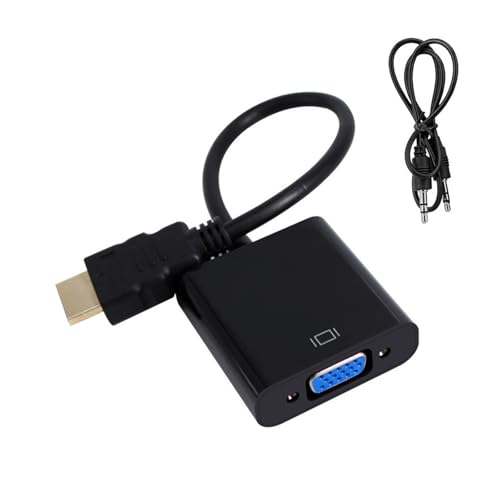 KIRVOS Adaptador HDMI a VGA 1080P,HDMI a VGA (Macho a Hembra) 1080P Convertidor,para PC, Monitor, proyector, HDTV, Xbox, Color Negro, 1 Unidad