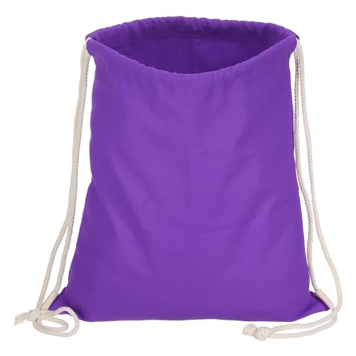 PATIKIL Cotton Drawstring Bags, Cotton Drawstring Backpack Foldable Sports Gym Bags for Women Men Gym Sports Trip Purple
