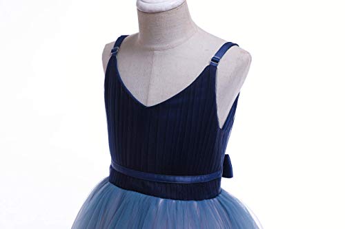 Image of Glamulice Flower Girls Spaghetti Strap Tulle Dress Long A Line Wedding Pageant Dresses Princess Birthday Party Ball Gown