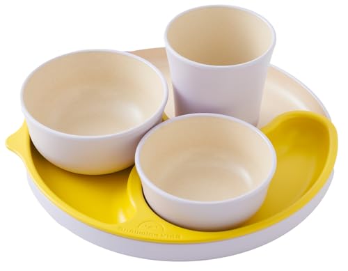 子育て家族を応援する食器 シェルミンキッズ 5点セット すみれ/子供用食器 キッズ ベビー 新素材 日本製 グッドデザイン賞 マグカップ ボウル プレート 選べる5カラー