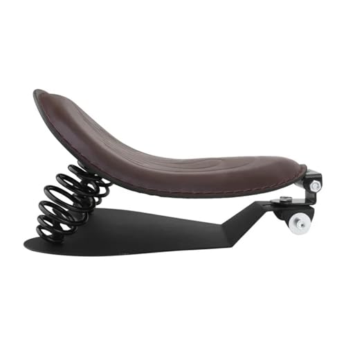 Selle Solo Moto Marron en Cuir PU et Ressorts de 3 Pouces Style Rétro Épuré