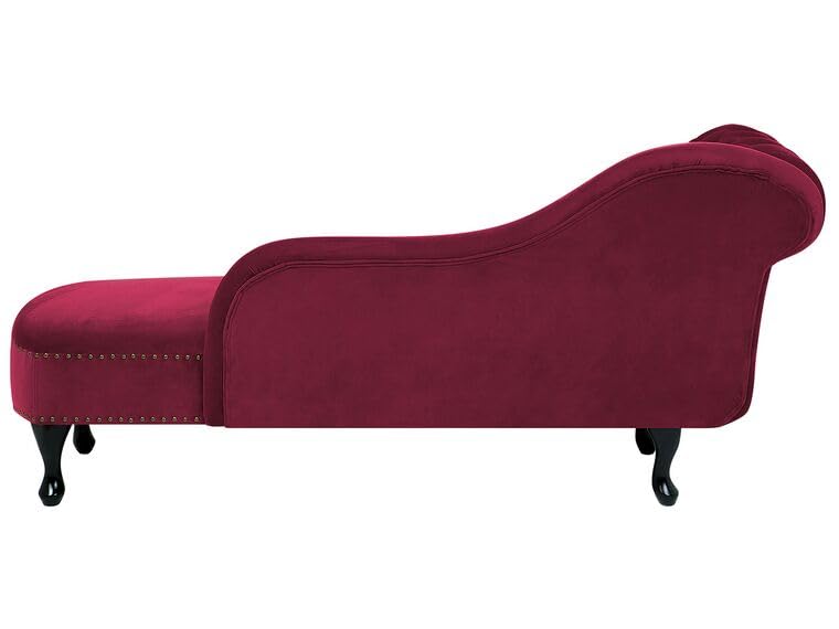 Image of Velvet Left Arm Modern Chesterfield Chaise Lounge Couch 166 X 63 X 76 for Your Loving Space (Burgundy)