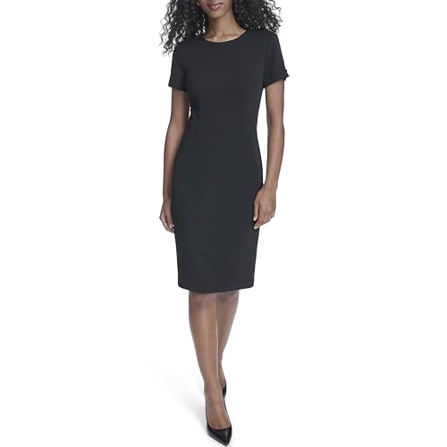 Image of Calvin Klein Women's Seamed Scuba Crepe Sheath Dress