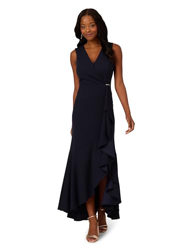 Adrianna Papell Women's Ruffle Flounce Crepe Gown