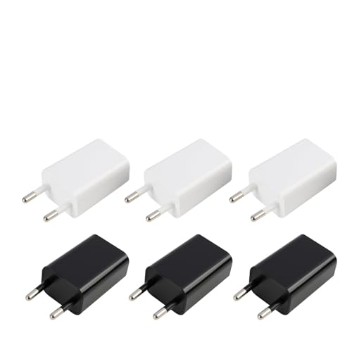 Cargador USB 5W, Pack de 6 Mini Adaptadores de Pared 5V/1A   Cargadores Universales para ， Samsung, MP3, Ventilador USB, y Más   Ideal para Viajes y Hogar，Protección contra sobrecalentamiento