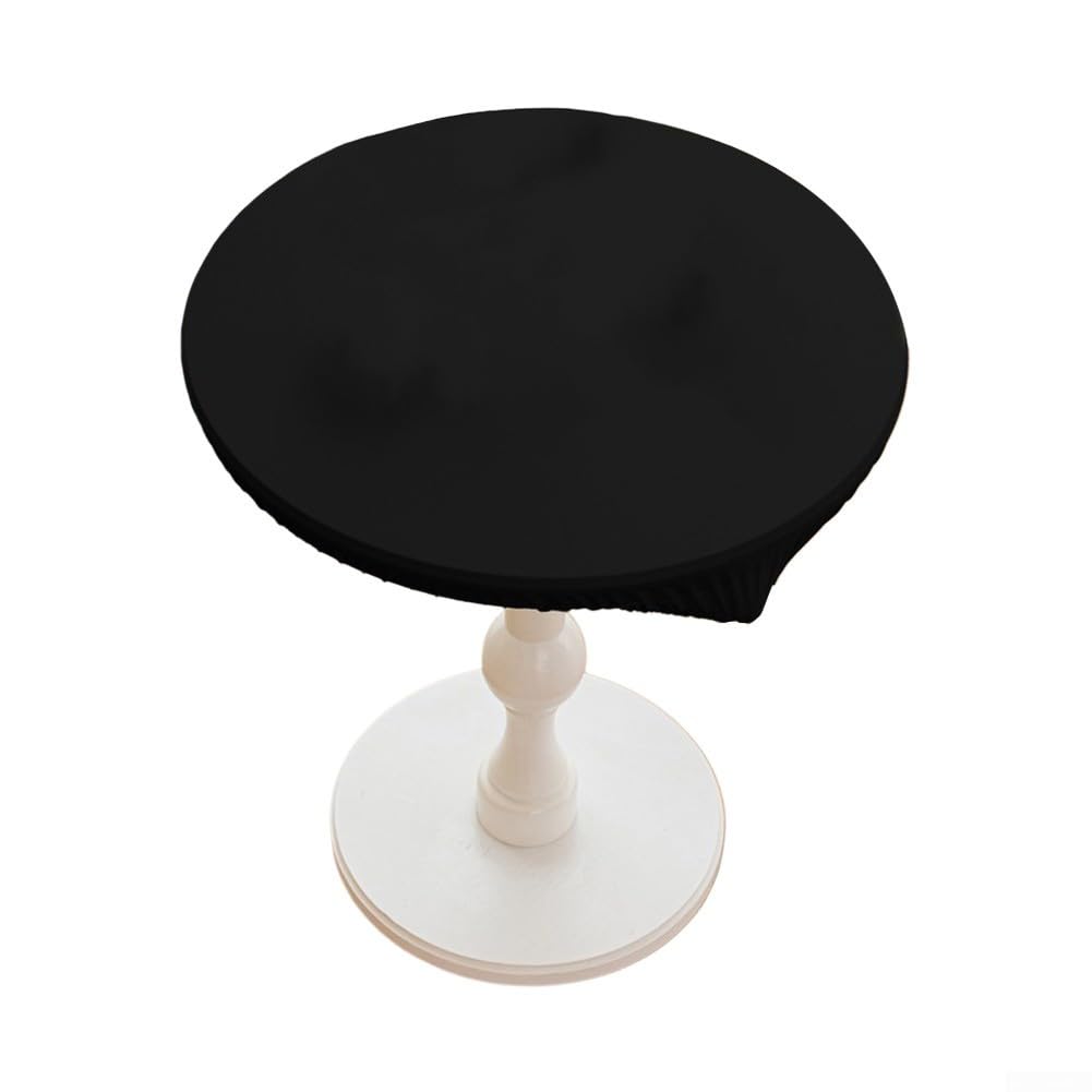 Funda elástica redonda de 70 cm de cuero impermeable media cubierta elástica para muebles de jardín y patio, color sólido para decoración de bodas, café (80 cm, gris claro)