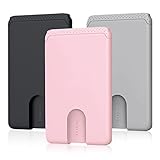 SHANSHUI 3 Pack Premium Silicone Ultra Slim Phone Wallet Stick on Phone Pocket Fit Almost All Smartphones - Black, Grey, Pink
