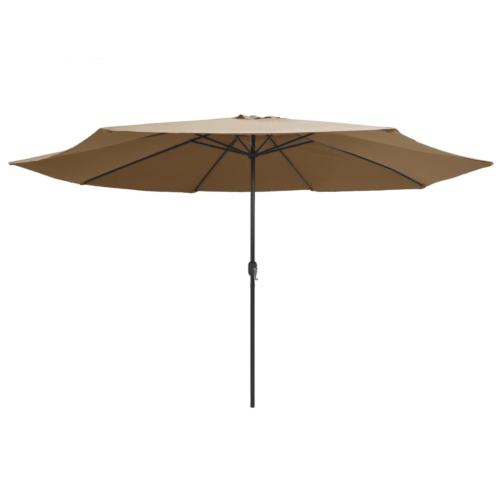 Parasol ogrodowy, parasol przeciwsłoneczny, baldachim do ogrodu, na zewnątrz, na patio, z metalowym słupkiem, 390 cm, kolor taupe