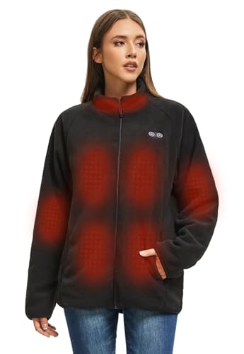 GOZTI Heated Jackets for Women Men with Battery Pack 7.4V, Womens Heated Jacket Fleece, Heated Coat with 3 Heating Level