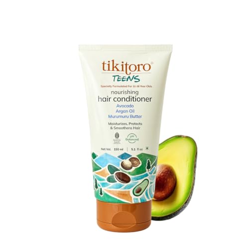 Image of Tikitoro Teens Nourishing Hair Conditioner with Avocado, Argan Oil and Murumuru Butter | Lightweight Conditioner | Controls Frizz & Smoothens Hair - (Age: 11+) (150 ml x 1)
