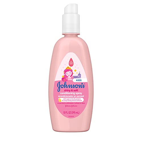 Johnson's Baby Shiny & Soft Tear-Free Kids' Hair Conditioning Spray With Argan Oil & Silk Proteins, Paraben, Sulfate & Dye-Free Formula, Hypoallergenic & Gentle For Toddlers, 10 Fl Oz #TOP30