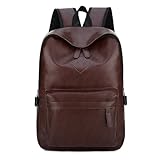 JINGTIANCD Mens Leather 16.1 inch Laptop Bag Travel Casual Computer Backpack College Business Work Shoulder Bags Waterproof