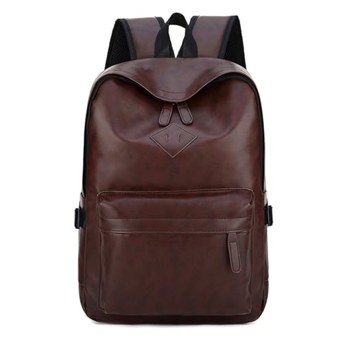 JINGTIANCD Mens Leather 16.1 inch Laptop Bag Travel Casual Computer Backpack College Business Work Shoulder Bags Waterproof