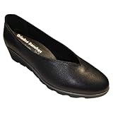 Ariadna Sánchez Zapatos Salón Mujer Vesta Cuña Plataforma, Cómodos, Azafatas, Trabajo. Calzado de Piel Fabricados en España Tacón Medio (Negro, Sistema tallas calzado EU, Adulto, Números, mediano, 36)