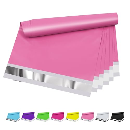 Vapulcio Poly Mailers 10x13 Inch 100 Pcs - Pink Waterproof Shipping Envelopes for Small Business with Tear Resistance and Self-Sealing Feature - Ideal Packaging Bags for Mailing, Shipping, and More