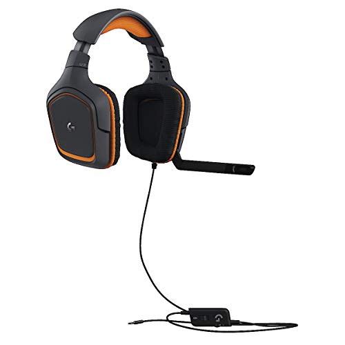 Logitech G231 Prodigy Gaming-Headset, Stereo Sound, 40 mm Treiber, 3,5 mm Klinke, Klappbares Mikrofon, Lautstärkeregler und Stummschaltung am Kabel, 2 m Kabel, PC/Xbox One/PS4 - schwarz/orange