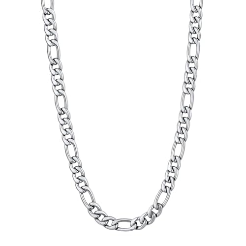 U7 Twisted Rope Chain, Figaro Chain, Men Stainless Steel Necklace and Bracelet Set, 3mm 5mm 6mm 9mm Black Gold Silver Chains Necklaces for Men Women 1