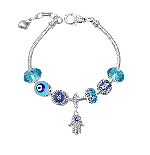 SHWIN Evil Eye Bracelet Hamsa Evil Eye Charm Bracelet for Girls Women Evil Eye Jewelry Gifts (Shield Evil Eye)