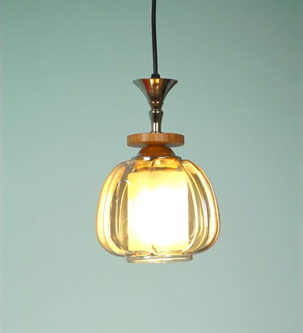 Image of ELIANTE Modern Glass Hanging Light for Living Room & Dining Area | Metal Ceiling Lamp with Elegant Glass Shade | 3 Years Warranty | Free Bulb (Velante)