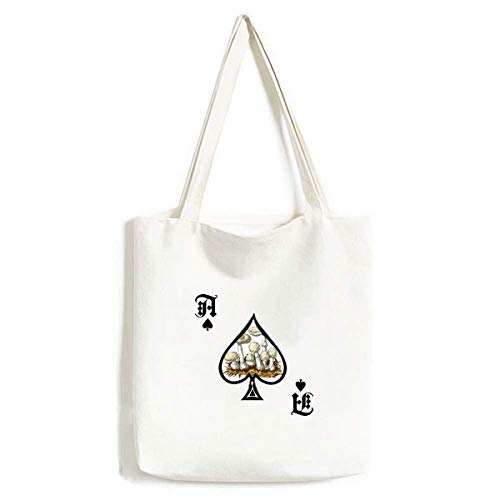 Sac à main artisanat champignon blanc au design soigné et motif pique de poker unique