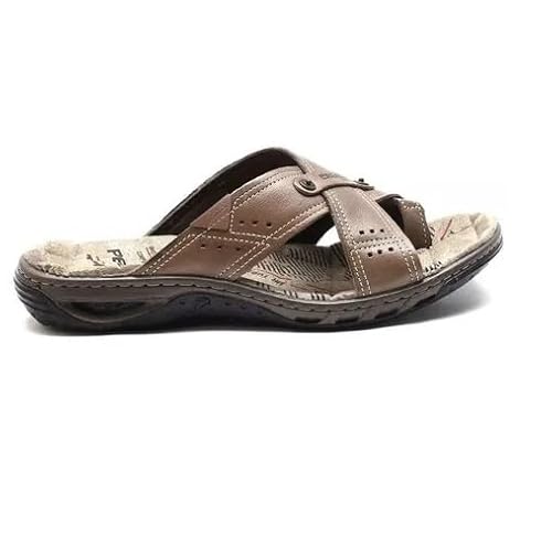 Chinelo Pegada Masculino Conforto Em Couro - Pegada (Café, BR, Adulto, Numérico, 41)