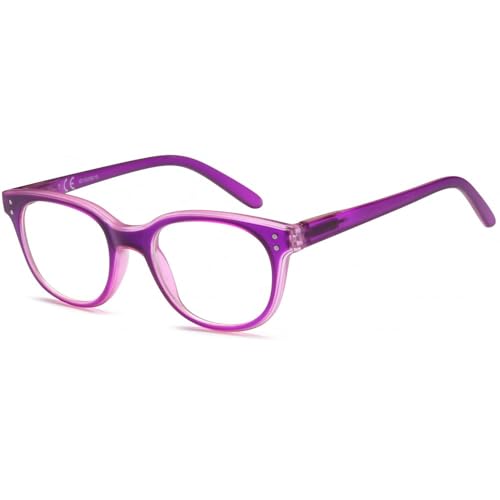 NEW VISION Occhiali da Lettura Donna Leggero Telaio Vintage Occhiali da Lettura Anti Luce Blu per Uomo Donna NV1201-B (Viola, 3, Diottria)
