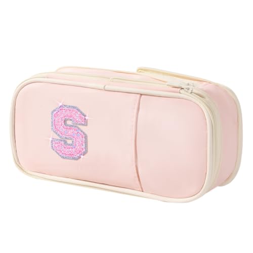 Image of Janhavi Initial Large Capacity Premium Oxford Cute Aesthetic Pencil Case Pouch Bag Special School Supplies Colored Stationery Organizer Gifts for Girls, Women, Adults