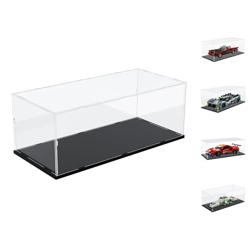 Image of Choowin Acrylic Display Case for Lego Batmobile 76328 for Lego Peugeot 42156 42125 21054 for Lego Car Display Thickened Clear Acrylic Display Cases for Collectibles Assemble Dustproof(Black Base)