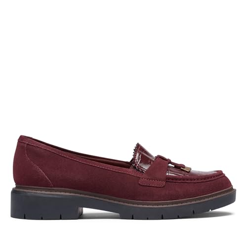 Image of Clarks Collection Women's Westlynn Bella Loafer, Burgundy Suede, 8 Wide US