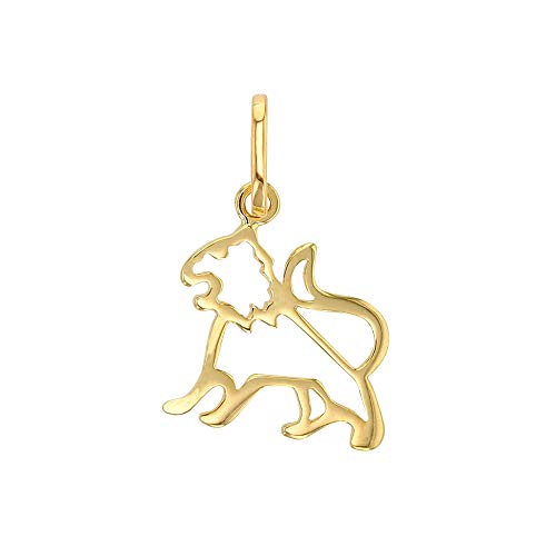 Pendentif zodiaque or 375/1000 Lion, collier medaille astrologique pour femme et homme.