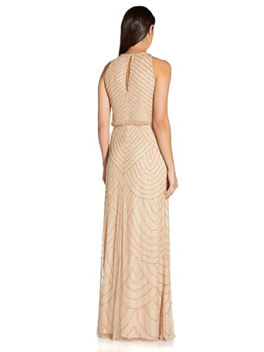 Image of Adrianna Papell Womens Halter Blouson Beaded Gown