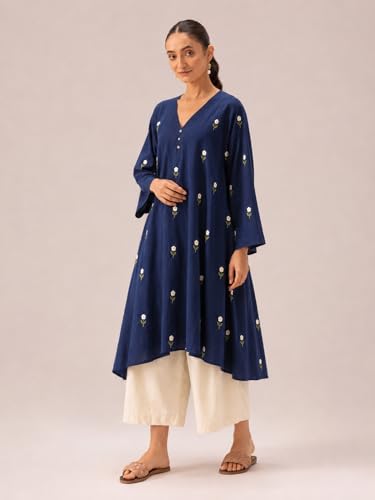 Image of ANNI DESIGNER Viscose Blend Kurta for Women | Kurti Set Woman | Kurta with Palazzo | A Line Printed Co Ord Outfit | Cord Ethnic Suit | Indian Office Party Traditional Clothing Fashion Premium Look