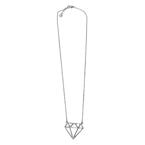 CloseoutWarehouse Rhodium Plated Sterling Silver Diamond Shape Necklace2