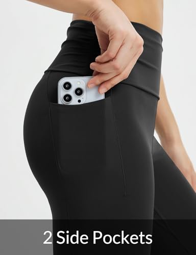 baleaf Womens Flare Yoga Pants Fold Over Flared Leggings with Pockets Tummy Control Bootcut Pants3