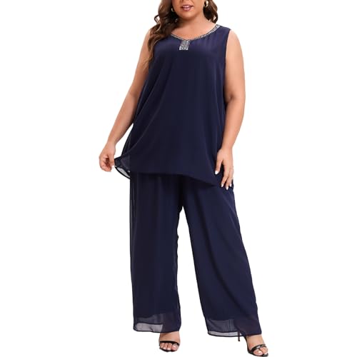 Elegant Blue Chiffon Pant Suits for Celebrating Moms - Image 3