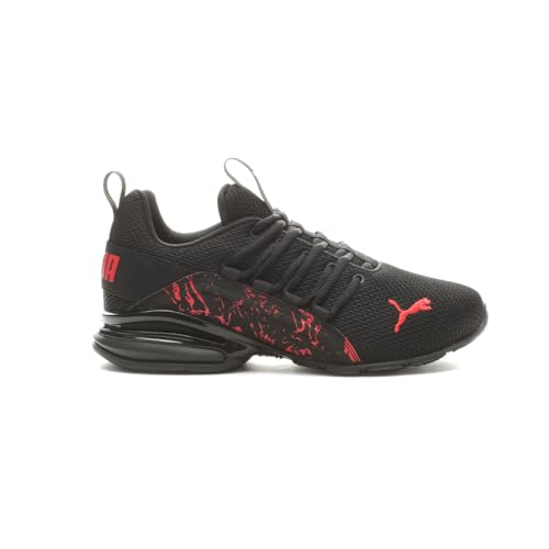 Image of PUMA Kids Boys Axelion Mesh Printed Fade Lace Up Sneakers Shoes Casual - Black, White