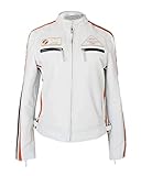 Zerimar Cazadora Biker Piel | Chaquetas Invierno Mujer | Cazadoras para Mujer | Biker Mujer | Chaquetas Clasicas Cuero | Color Blanco Talla 3XL